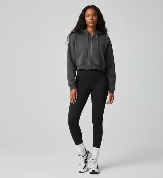 Luma Cropped Zipped Hoodie